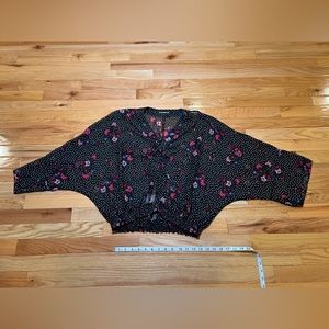 Express Women’s Polka Dot and Floral Sheer Blouse Size XS